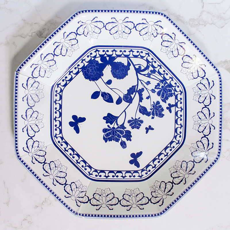 Decor Paper Plate Octagonal Made of Virgin Paper Cardboard 9in