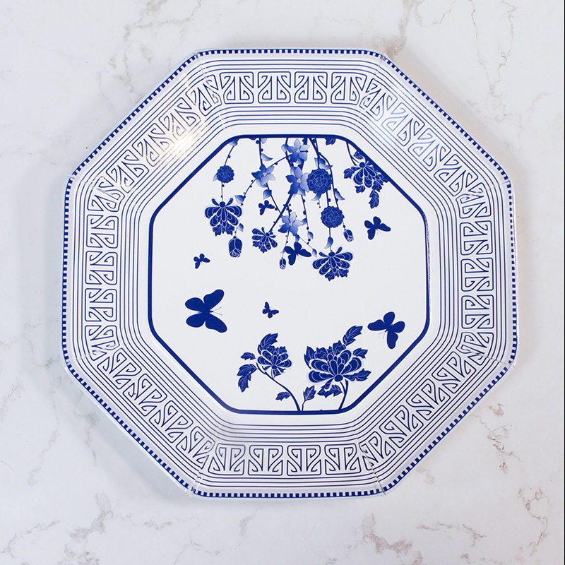 Decor Paper Plate Octagonal Made of Virgin Paper Cardboard 8in